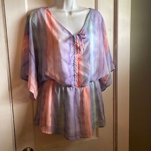 NWT flirty pastel colored peplum  top size medium